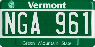 VT license plate NGA961