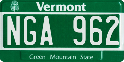 VT license plate NGA962