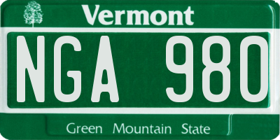 VT license plate NGA980