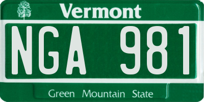 VT license plate NGA981