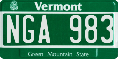 VT license plate NGA983