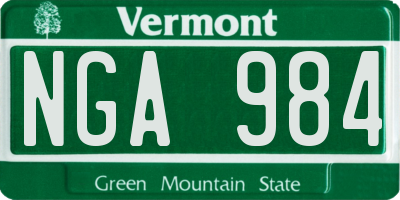 VT license plate NGA984