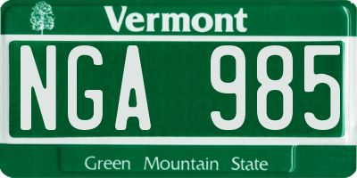 VT license plate NGA985