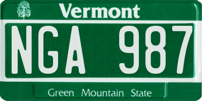 VT license plate NGA987