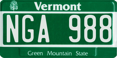 VT license plate NGA988