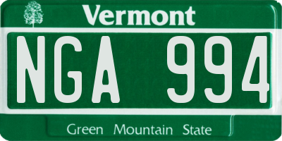 VT license plate NGA994