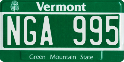 VT license plate NGA995