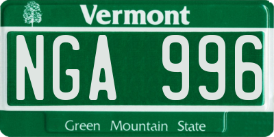 VT license plate NGA996
