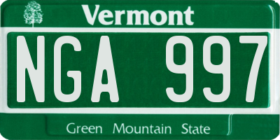 VT license plate NGA997
