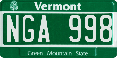 VT license plate NGA998