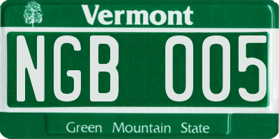 VT license plate NGB005