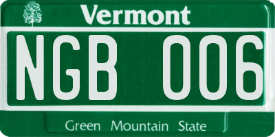 VT license plate NGB006