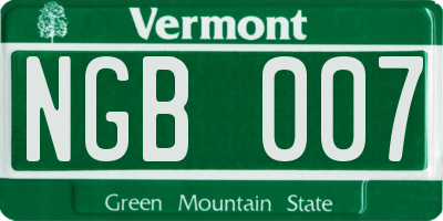 VT license plate NGB007