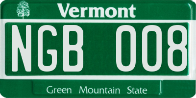 VT license plate NGB008