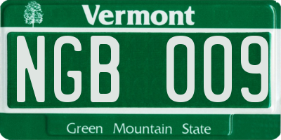 VT license plate NGB009