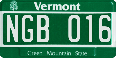 VT license plate NGB016