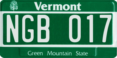 VT license plate NGB017