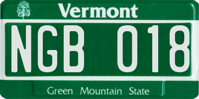 VT license plate NGB018
