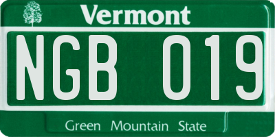 VT license plate NGB019