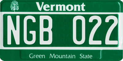 VT license plate NGB022