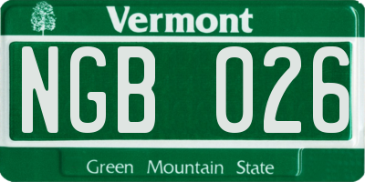 VT license plate NGB026
