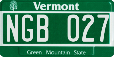VT license plate NGB027