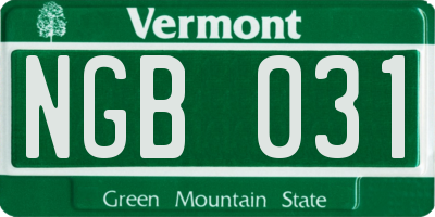 VT license plate NGB031
