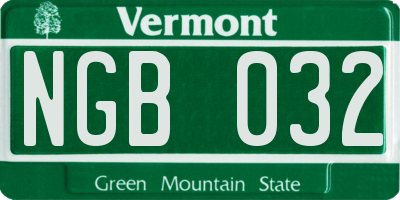 VT license plate NGB032