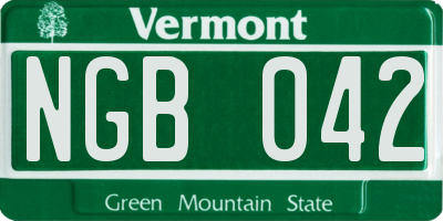VT license plate NGB042