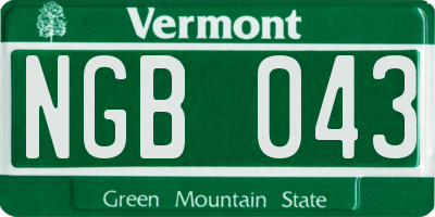VT license plate NGB043