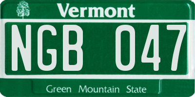 VT license plate NGB047