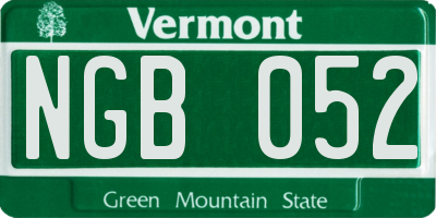 VT license plate NGB052