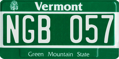 VT license plate NGB057