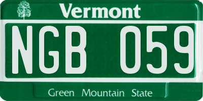 VT license plate NGB059