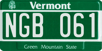 VT license plate NGB061