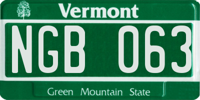 VT license plate NGB063