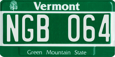 VT license plate NGB064