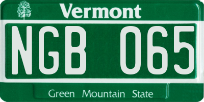 VT license plate NGB065