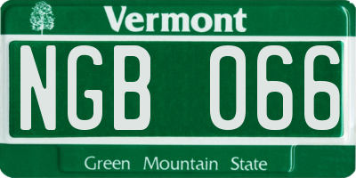VT license plate NGB066