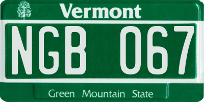VT license plate NGB067