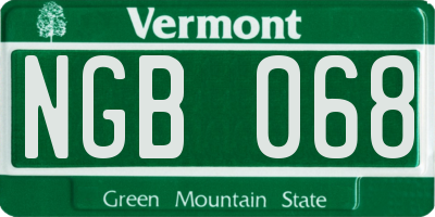 VT license plate NGB068