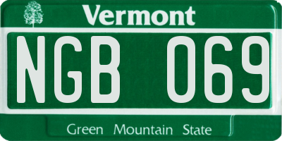 VT license plate NGB069