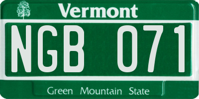 VT license plate NGB071