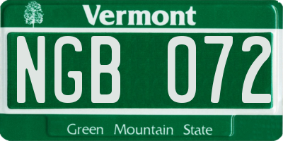 VT license plate NGB072