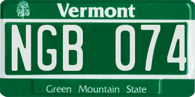 VT license plate NGB074