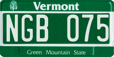 VT license plate NGB075
