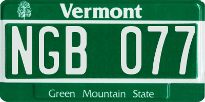 VT license plate NGB077