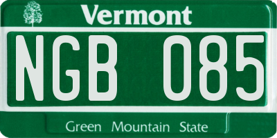 VT license plate NGB085