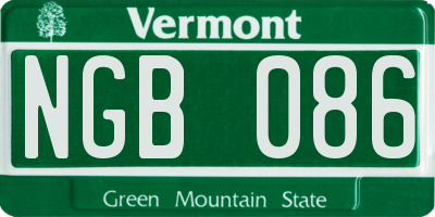 VT license plate NGB086