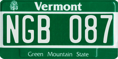 VT license plate NGB087